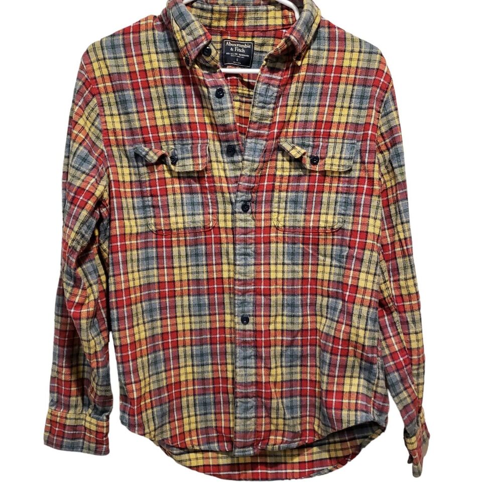 ABERCROMBIE & FITCH Men's Red Plaid Flannel shirt Small
